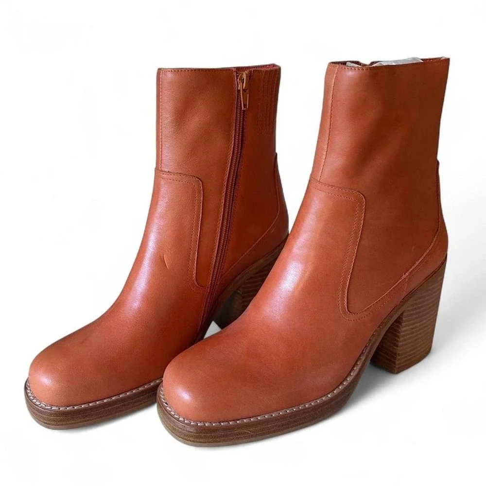 Jeffrey Campbell orange leather ankle boots